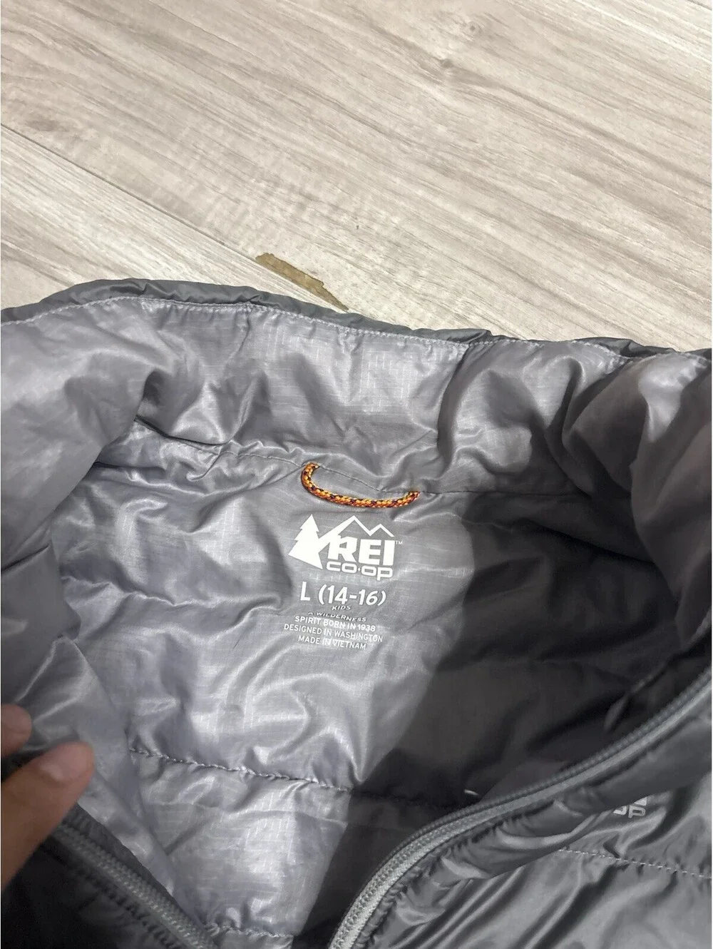 REI Co-op Jacket Youth Large Down Puffer Gray Full Zip
